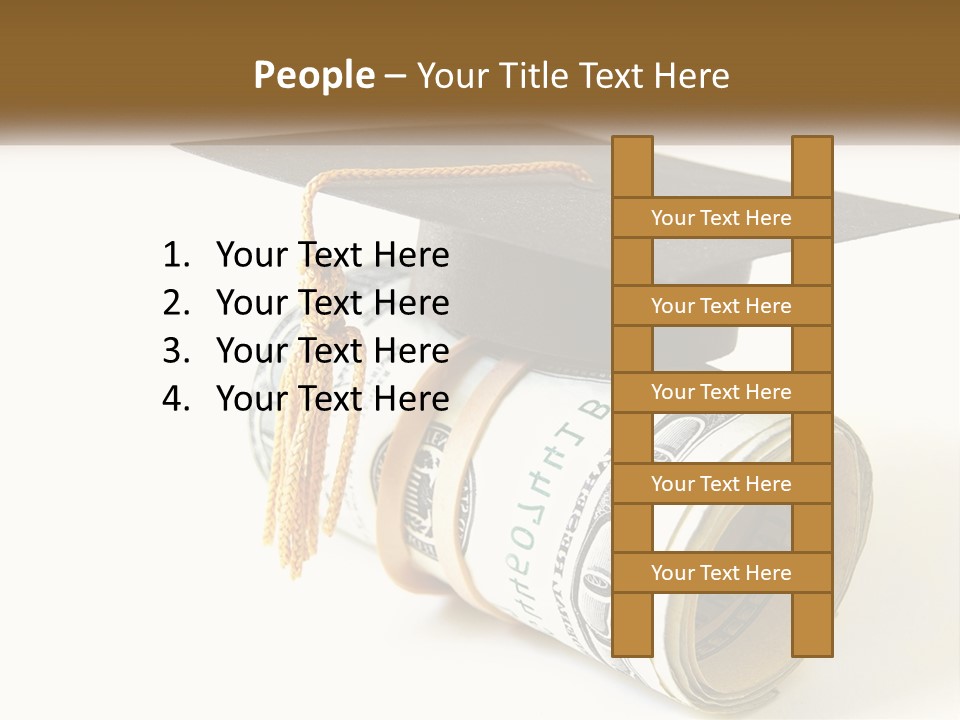 A Graduation Cap Sitting On Top Of A Stack Of Money PowerPoint Template