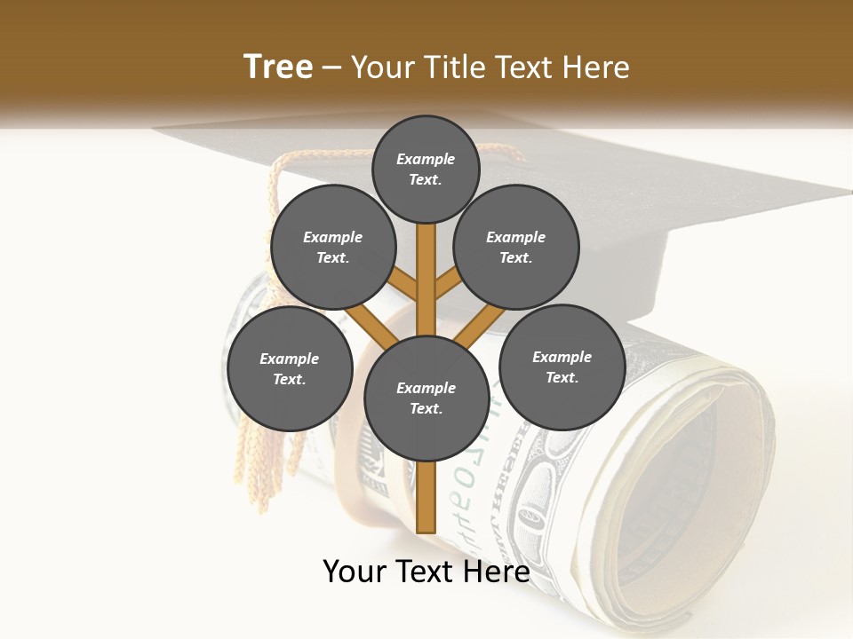 A Graduation Cap Sitting On Top Of A Stack Of Money PowerPoint Template