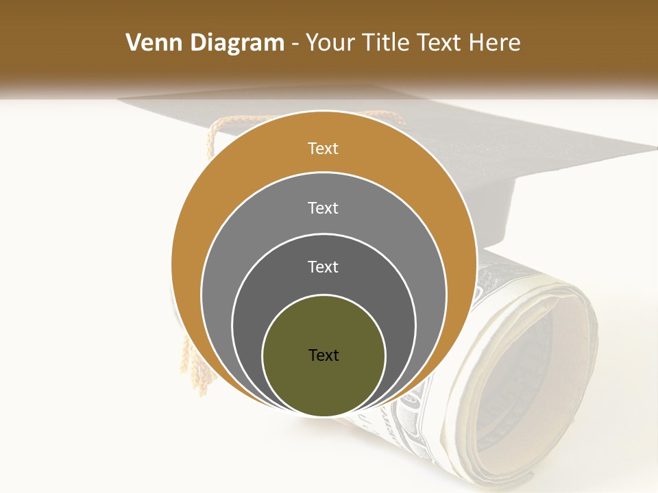 A Graduation Cap Sitting On Top Of A Stack Of Money PowerPoint Template