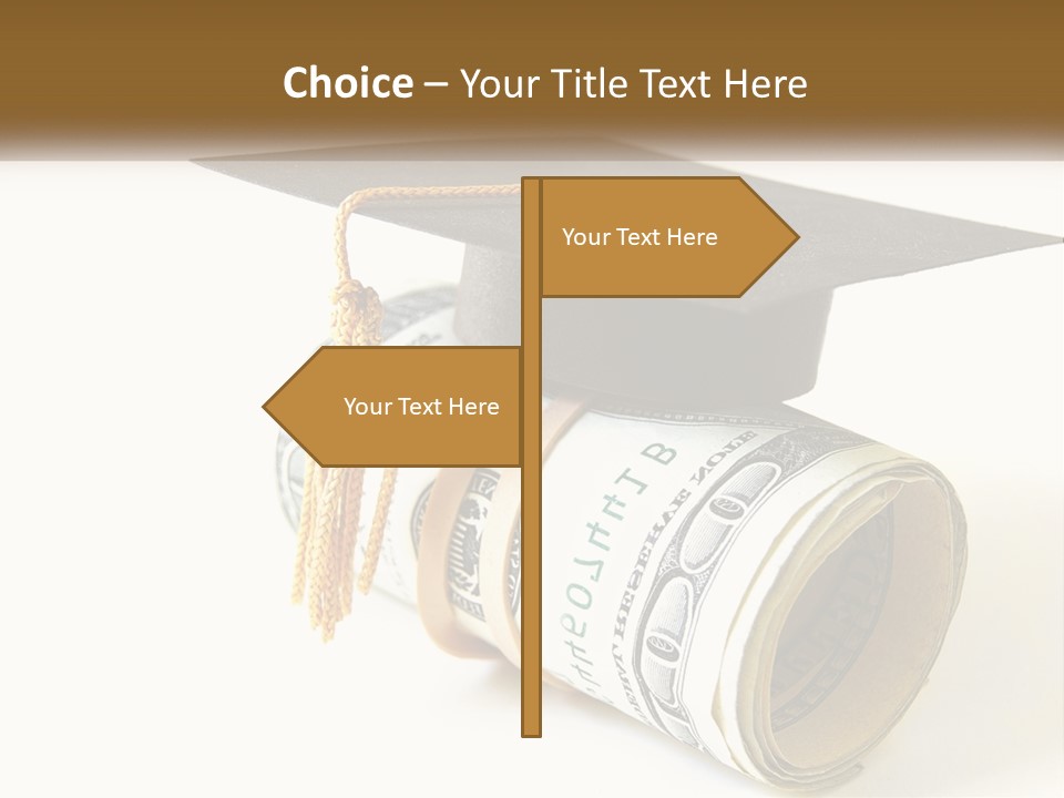 A Graduation Cap Sitting On Top Of A Stack Of Money PowerPoint Template