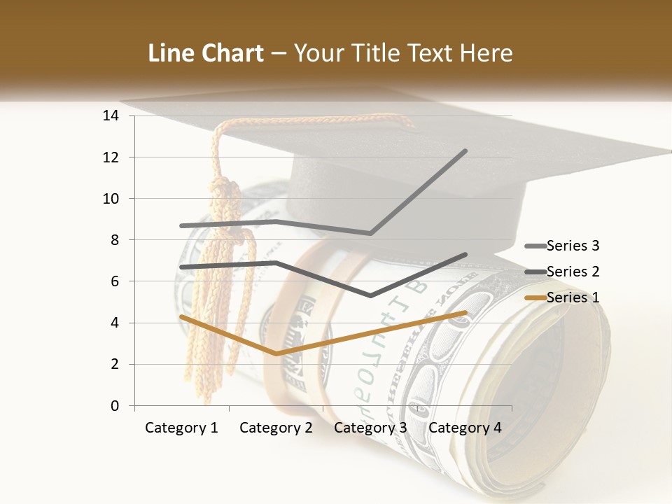 A Graduation Cap Sitting On Top Of A Stack Of Money PowerPoint Template