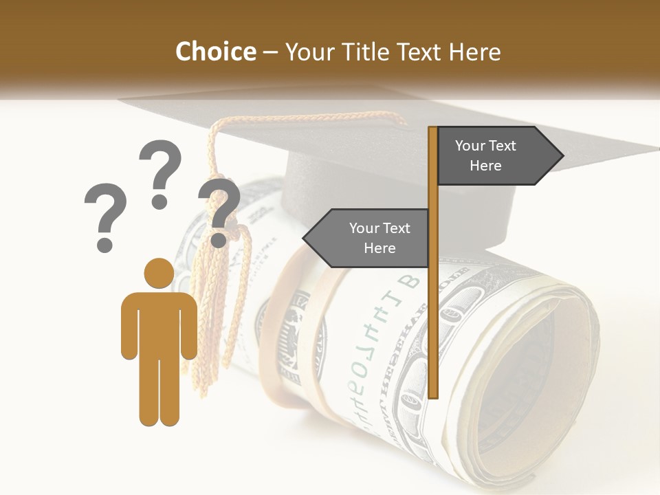 A Graduation Cap Sitting On Top Of A Stack Of Money PowerPoint Template