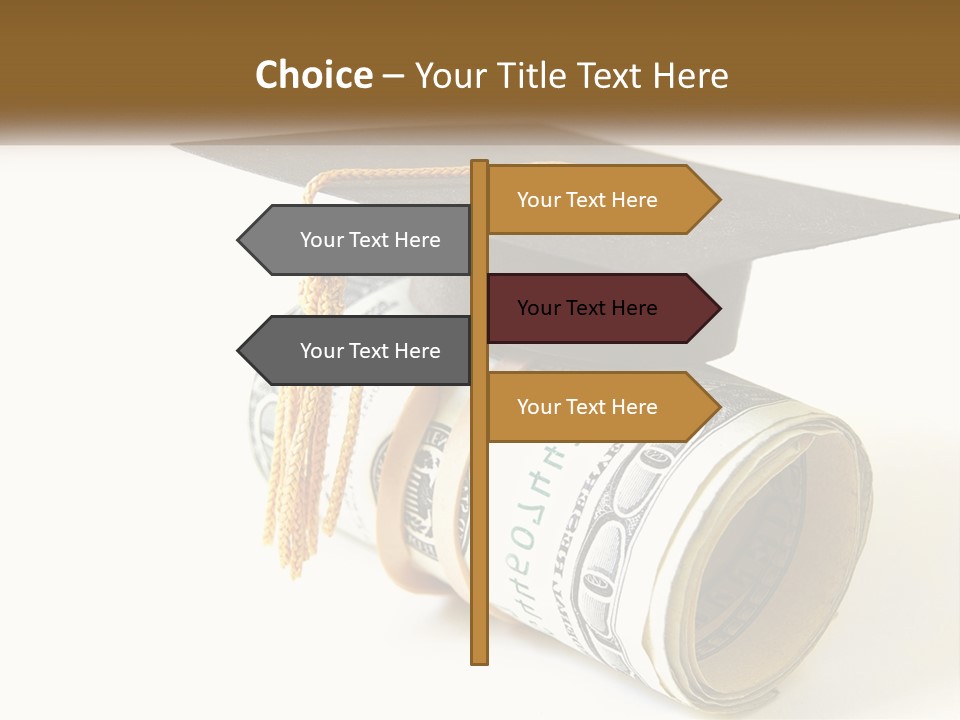 A Graduation Cap Sitting On Top Of A Stack Of Money PowerPoint Template