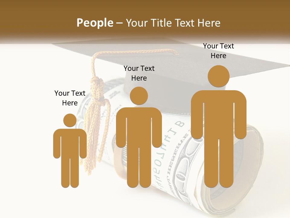 A Graduation Cap Sitting On Top Of A Stack Of Money PowerPoint Template