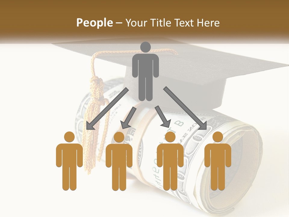 A Graduation Cap Sitting On Top Of A Stack Of Money PowerPoint Template