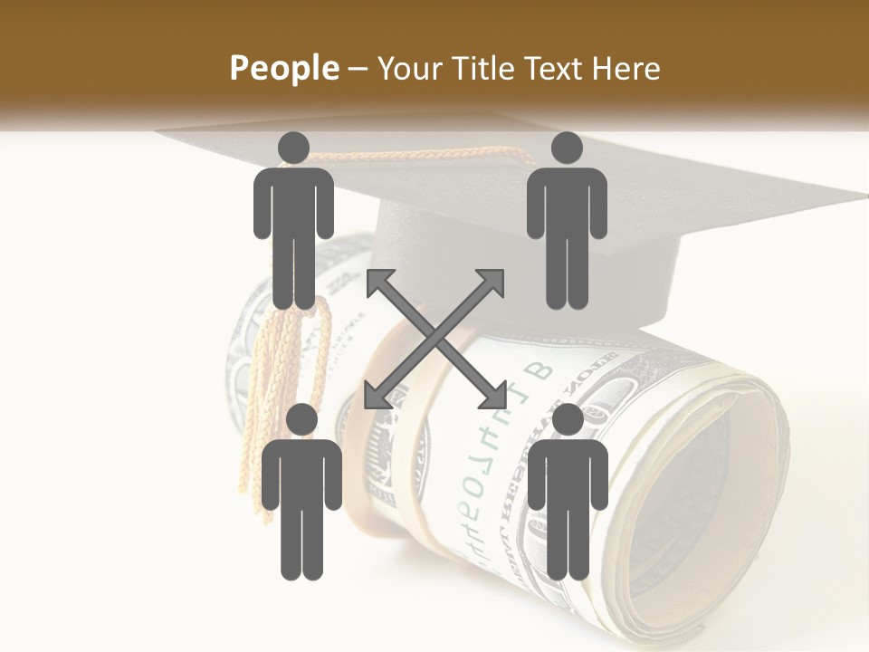 A Graduation Cap Sitting On Top Of A Stack Of Money PowerPoint Template