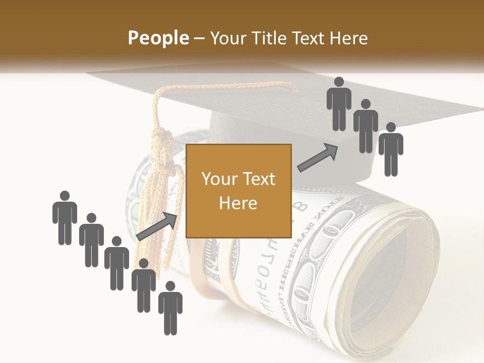 A Graduation Cap Sitting On Top Of A Stack Of Money PowerPoint Template