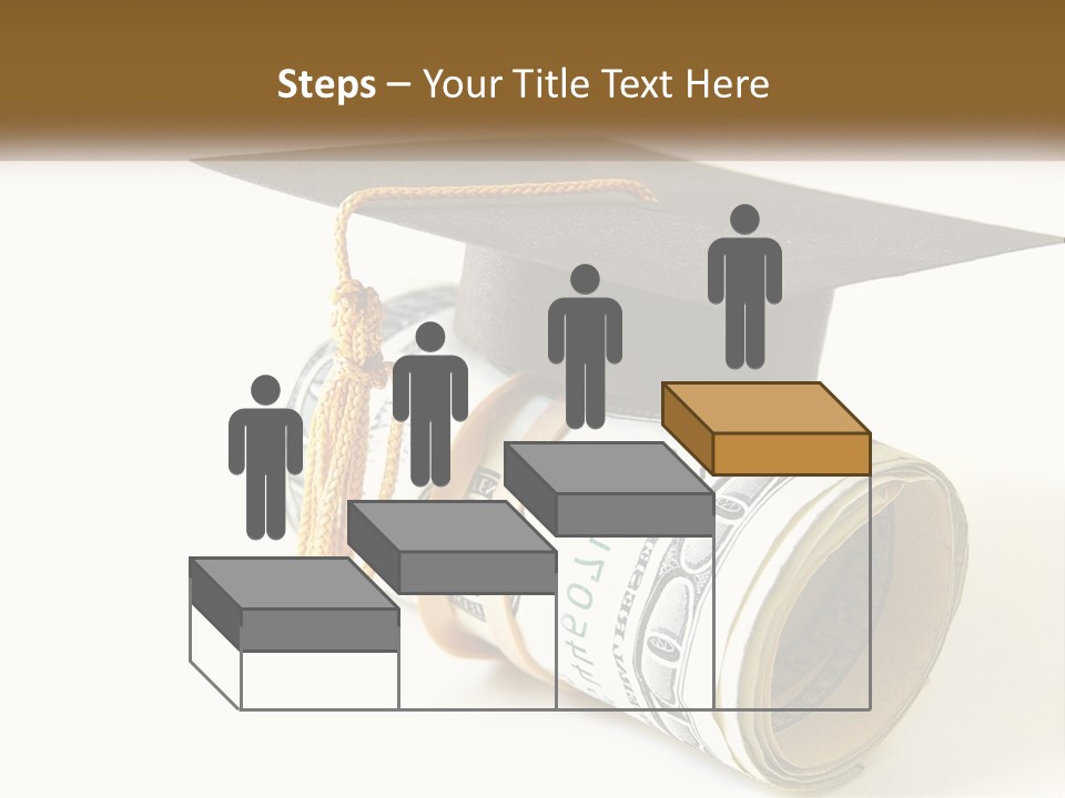 A Graduation Cap Sitting On Top Of A Stack Of Money PowerPoint Template