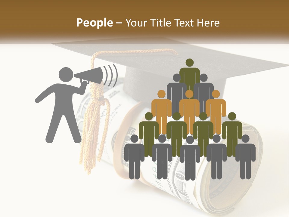 A Graduation Cap Sitting On Top Of A Stack Of Money PowerPoint Template