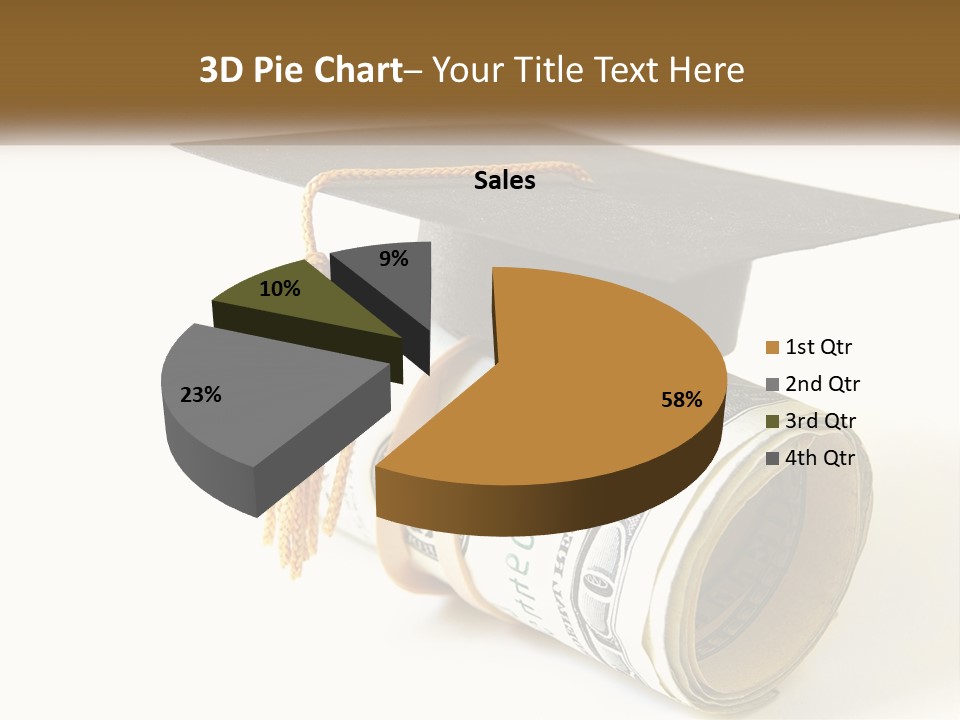 A Graduation Cap Sitting On Top Of A Stack Of Money PowerPoint Template