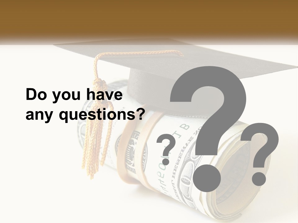 A Graduation Cap Sitting On Top Of A Stack Of Money PowerPoint Template