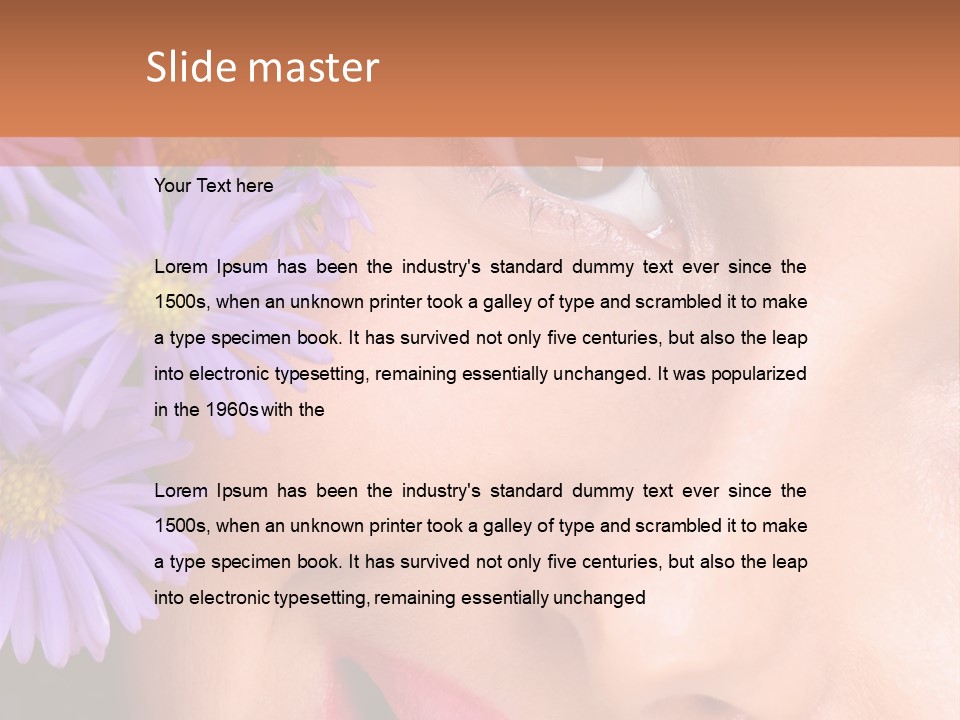 A Woman With Purple Flowers In Her Hair PowerPoint Template