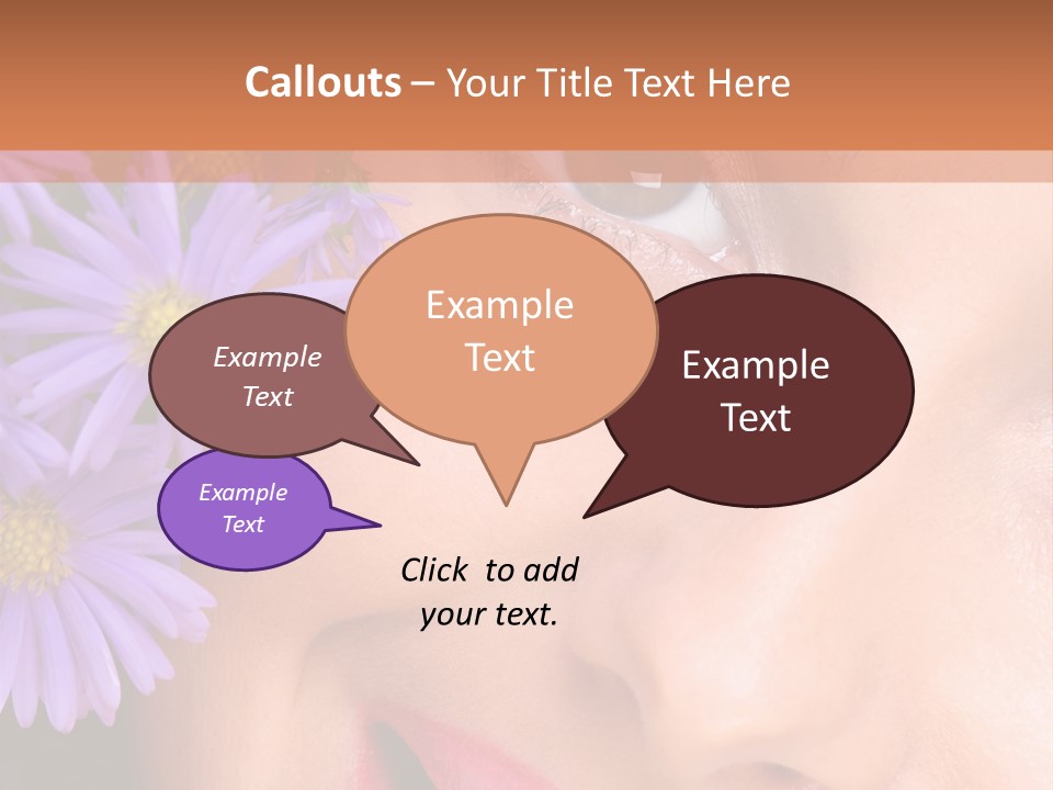 A Woman With Purple Flowers In Her Hair PowerPoint Template