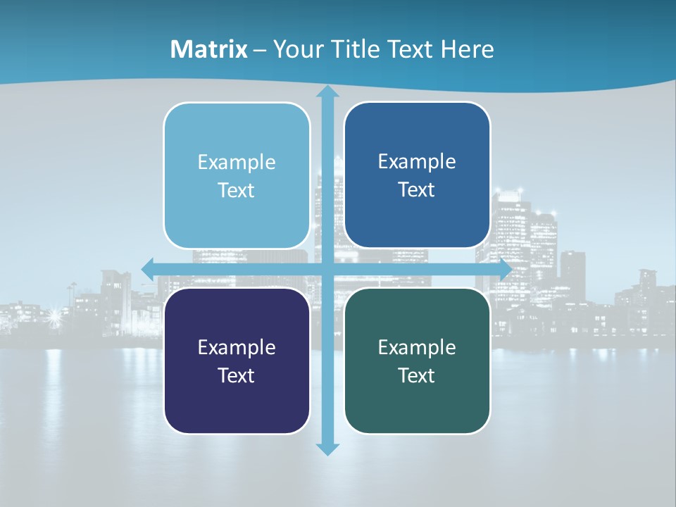 A City At Night With A Blue Sky And Water In The Foreground PowerPoint Template