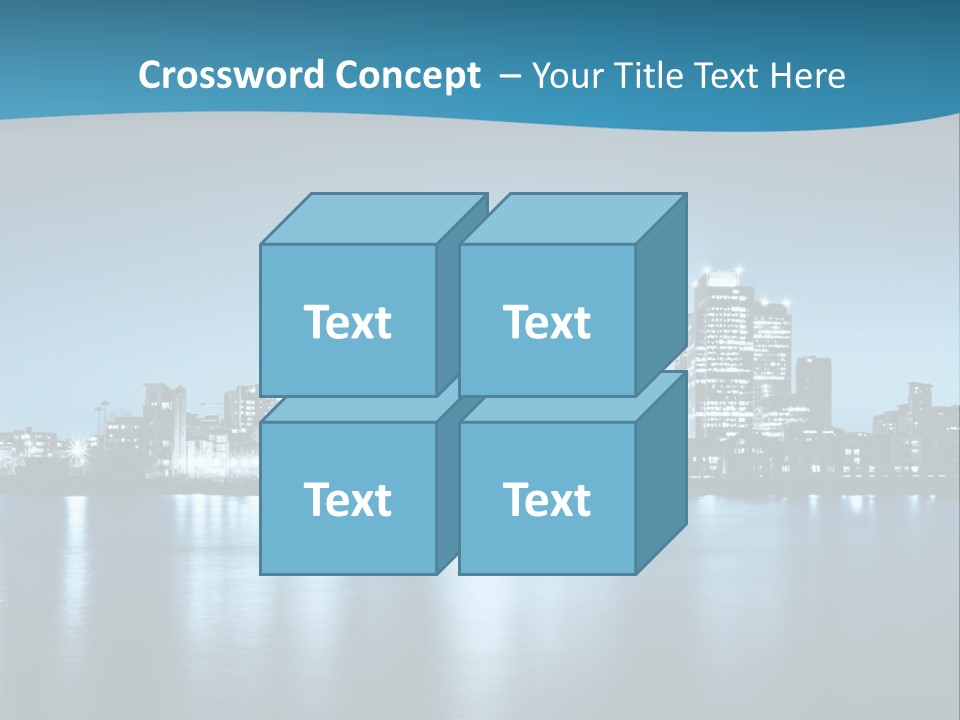 A City At Night With A Blue Sky And Water In The Foreground PowerPoint Template