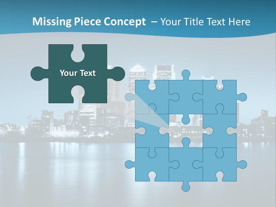 A City At Night With A Blue Sky And Water In The Foreground PowerPoint Template