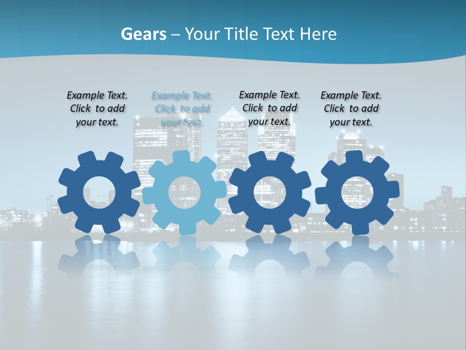 A City At Night With A Blue Sky And Water In The Foreground PowerPoint Template