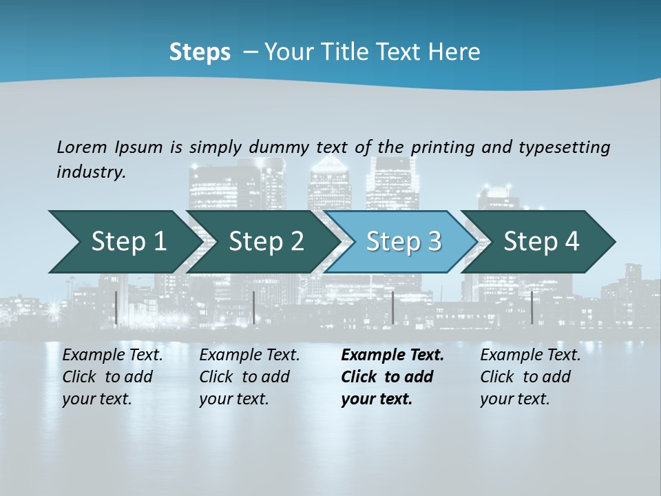 A City At Night With A Blue Sky And Water In The Foreground PowerPoint Template