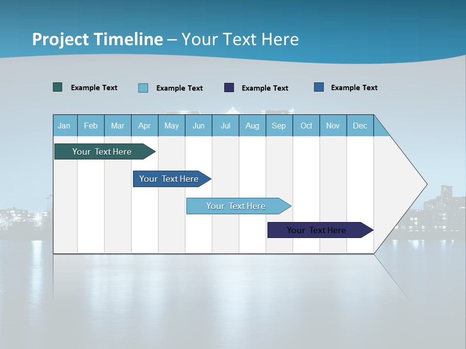 A City At Night With A Blue Sky And Water In The Foreground PowerPoint Template