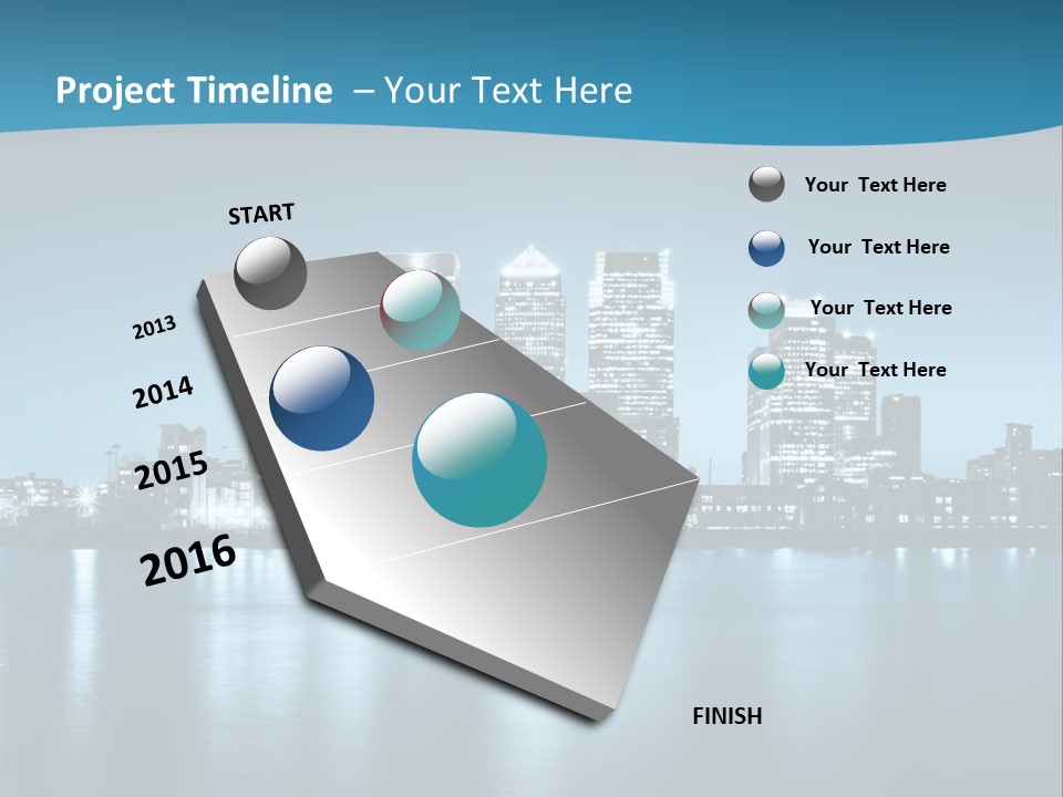 A City At Night With A Blue Sky And Water In The Foreground PowerPoint Template