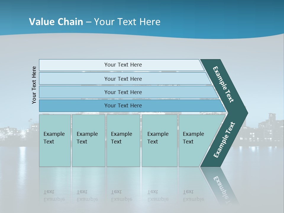 A City At Night With A Blue Sky And Water In The Foreground PowerPoint Template