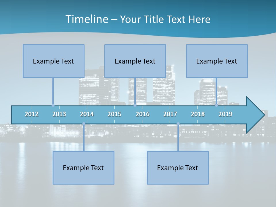 A City At Night With A Blue Sky And Water In The Foreground PowerPoint Template