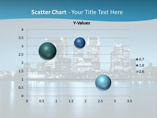 A City At Night With A Blue Sky And Water In The Foreground PowerPoint Template