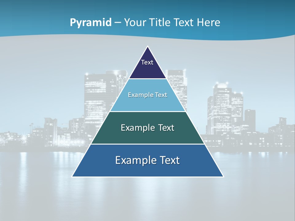 A City At Night With A Blue Sky And Water In The Foreground PowerPoint Template