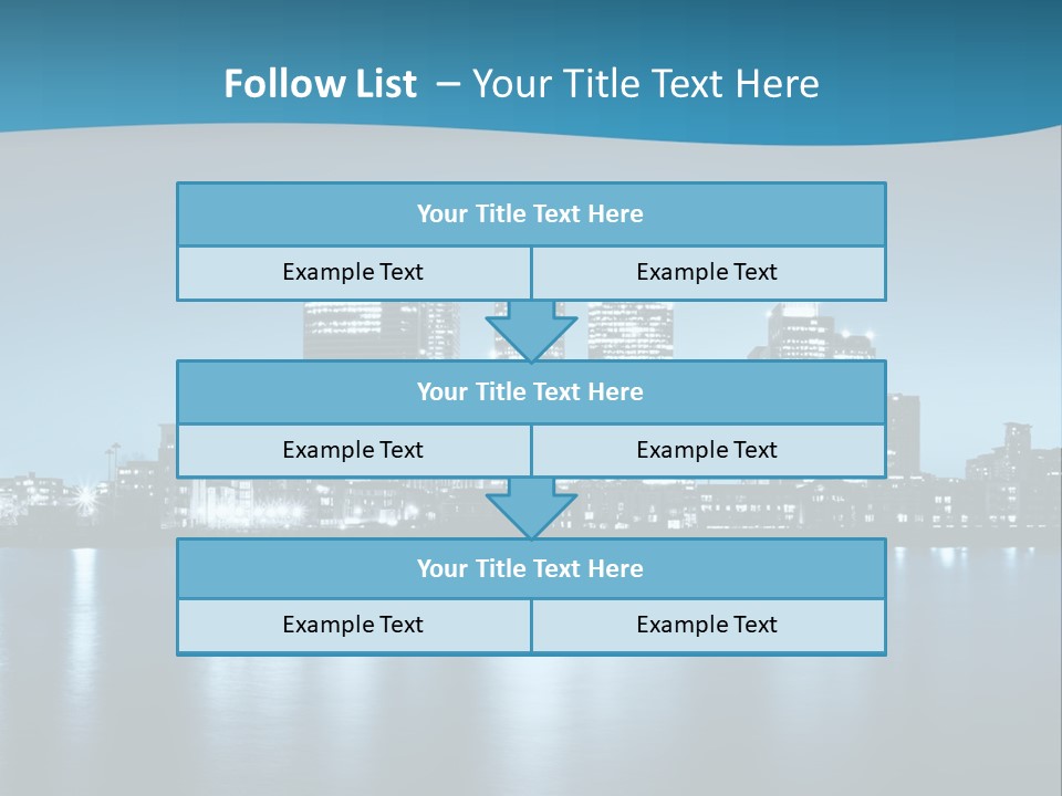 A City At Night With A Blue Sky And Water In The Foreground PowerPoint Template