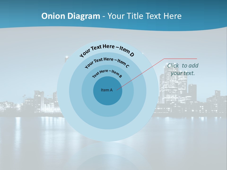 A City At Night With A Blue Sky And Water In The Foreground PowerPoint Template