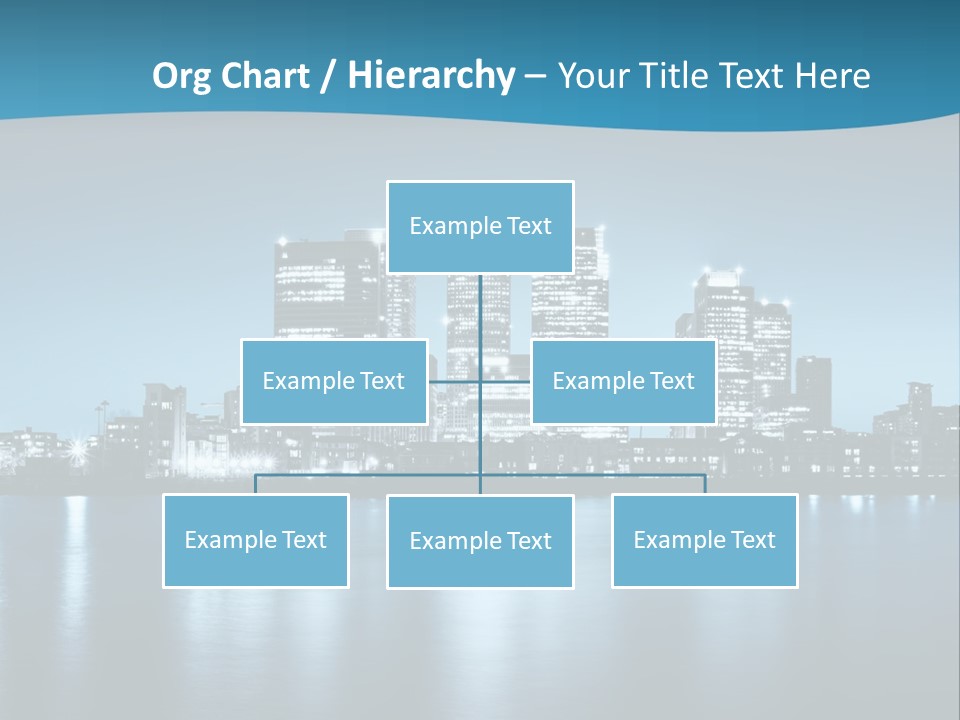 A City At Night With A Blue Sky And Water In The Foreground PowerPoint Template