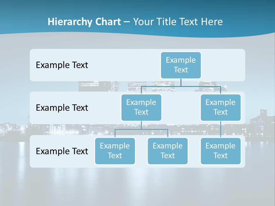 A City At Night With A Blue Sky And Water In The Foreground PowerPoint Template