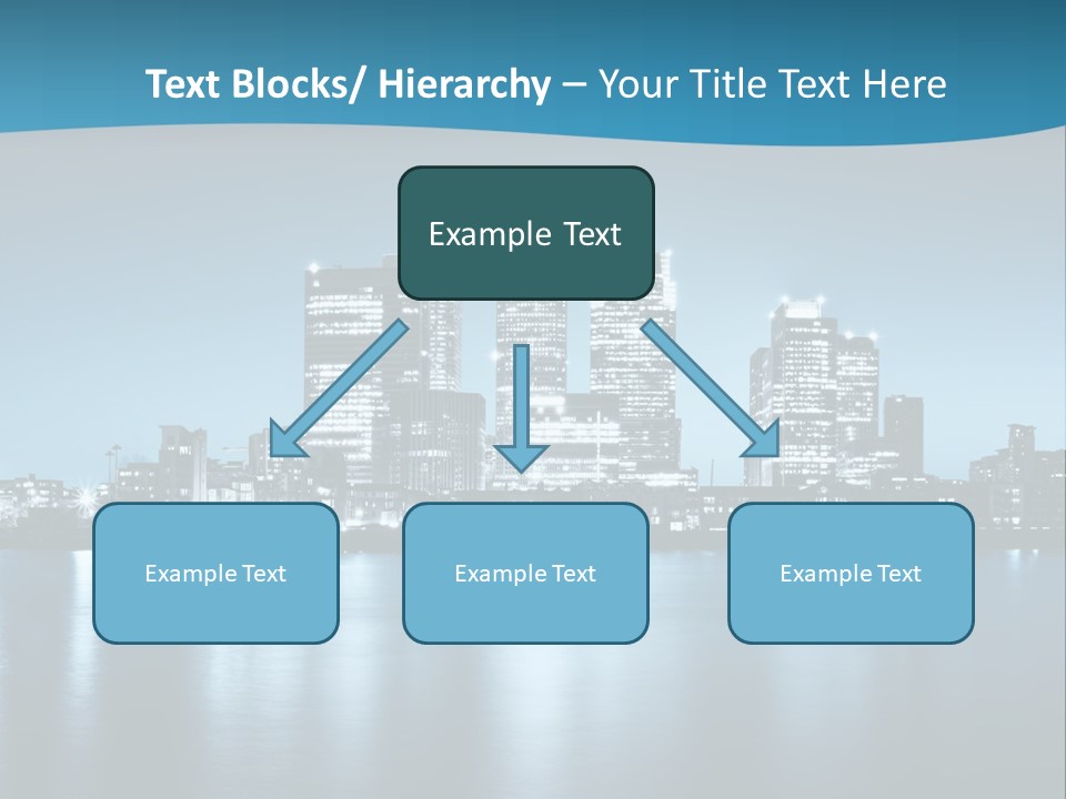 A City At Night With A Blue Sky And Water In The Foreground PowerPoint Template