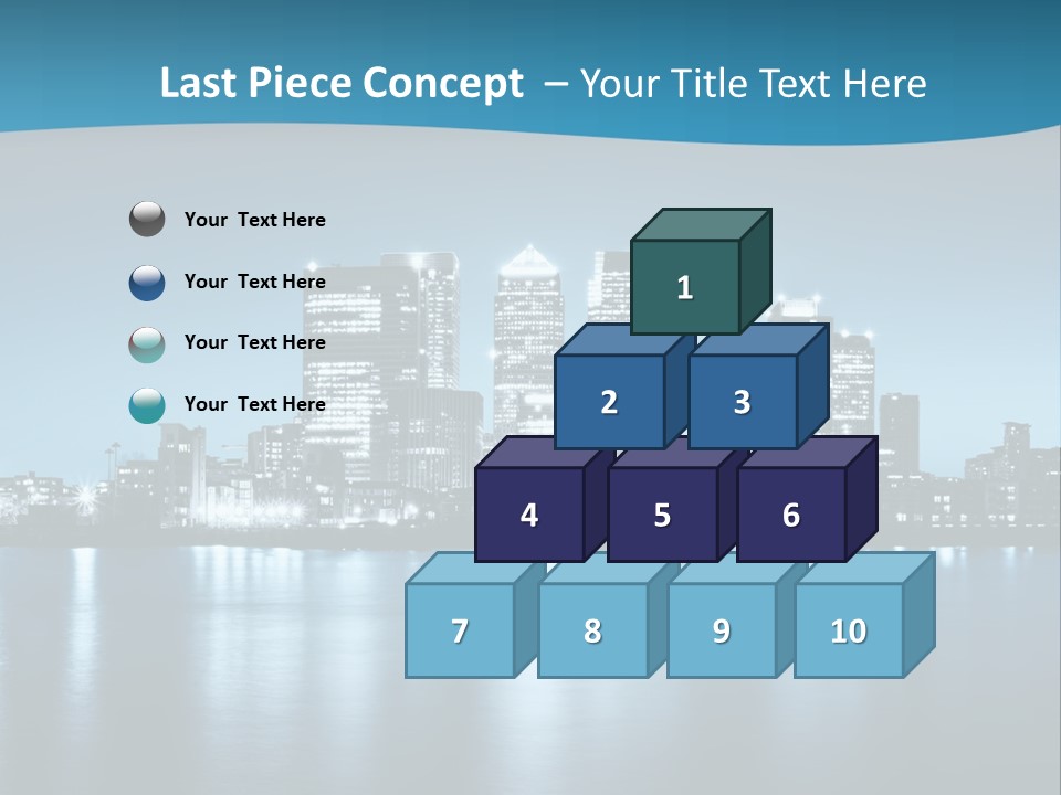 A City At Night With A Blue Sky And Water In The Foreground PowerPoint Template