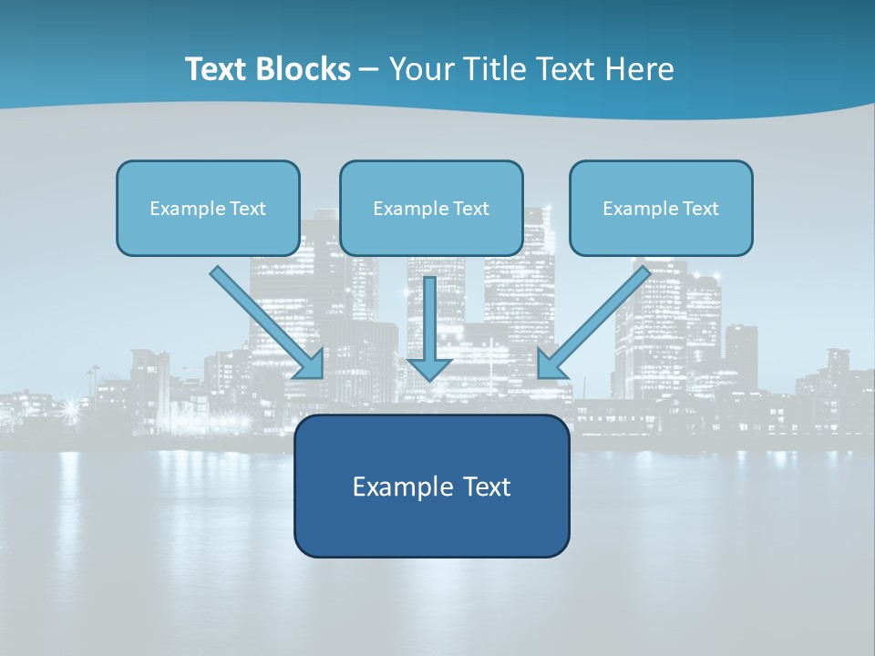 A City At Night With A Blue Sky And Water In The Foreground PowerPoint Template