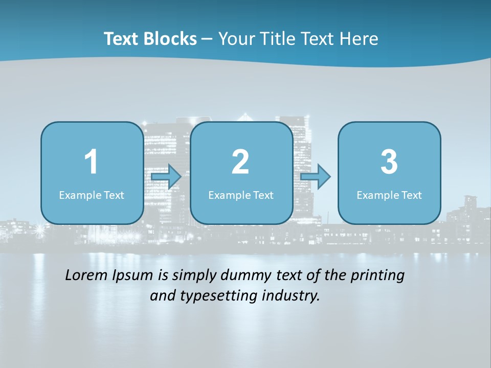 A City At Night With A Blue Sky And Water In The Foreground PowerPoint Template