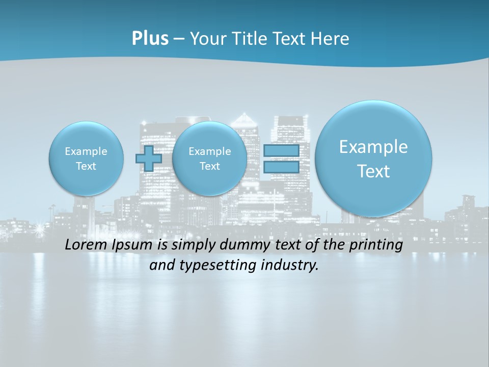 A City At Night With A Blue Sky And Water In The Foreground PowerPoint Template