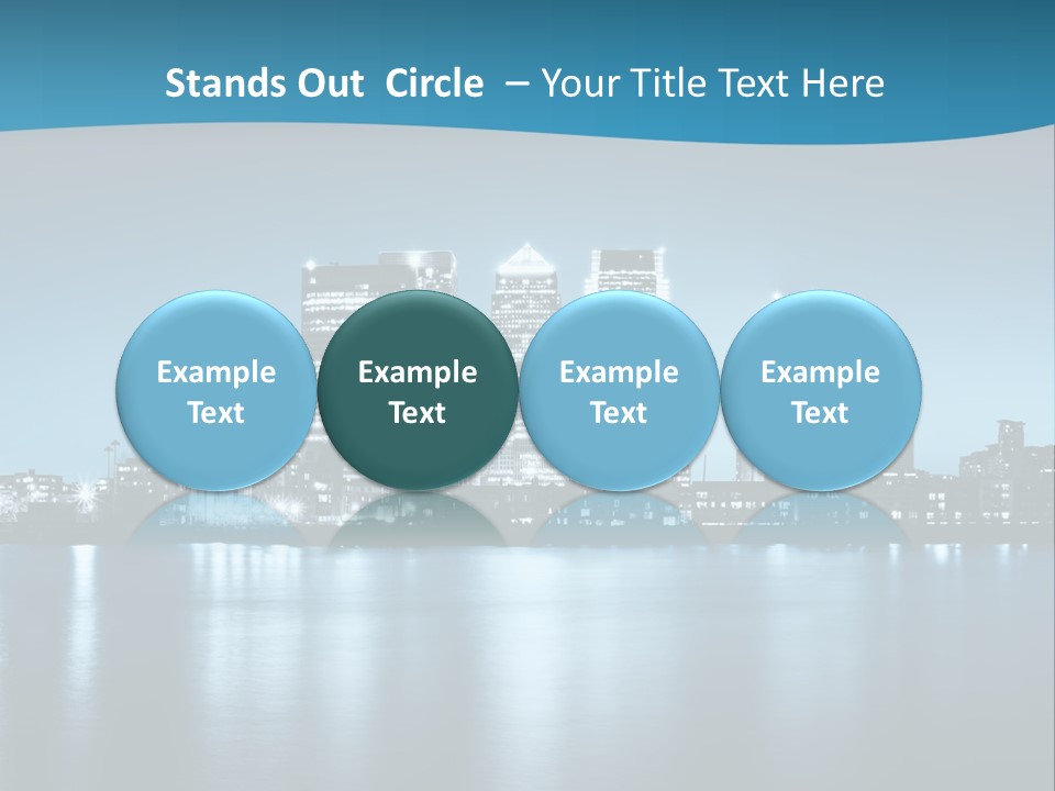 A City At Night With A Blue Sky And Water In The Foreground PowerPoint Template