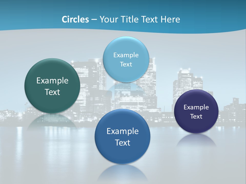 A City At Night With A Blue Sky And Water In The Foreground PowerPoint Template