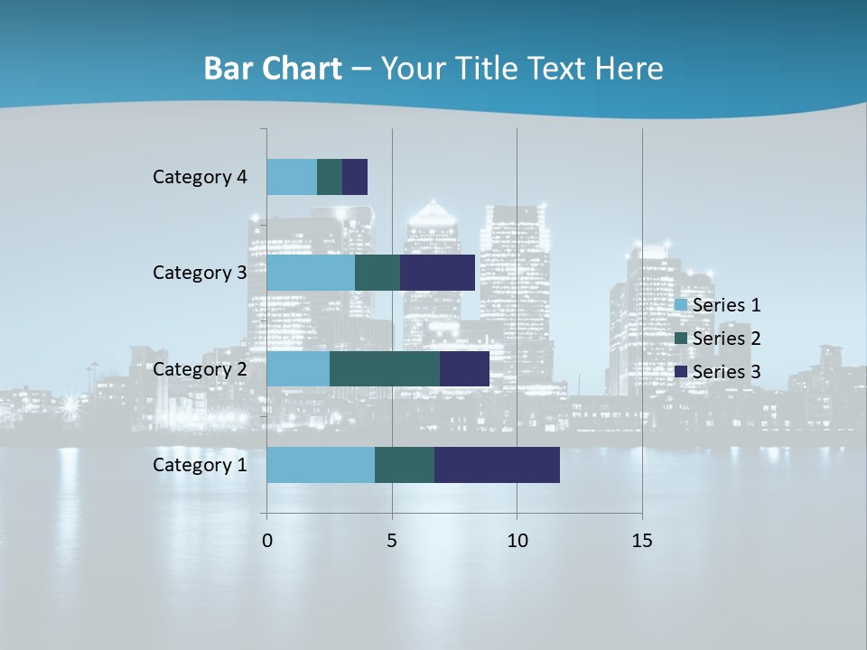 A City At Night With A Blue Sky And Water In The Foreground PowerPoint Template