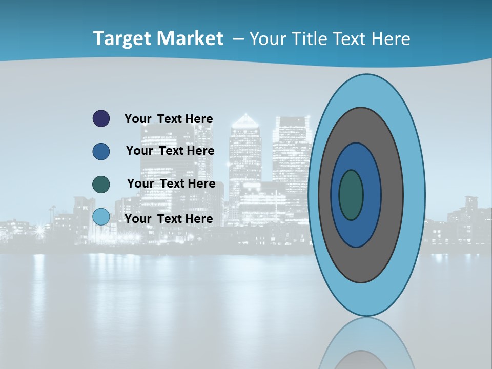 A City At Night With A Blue Sky And Water In The Foreground PowerPoint Template