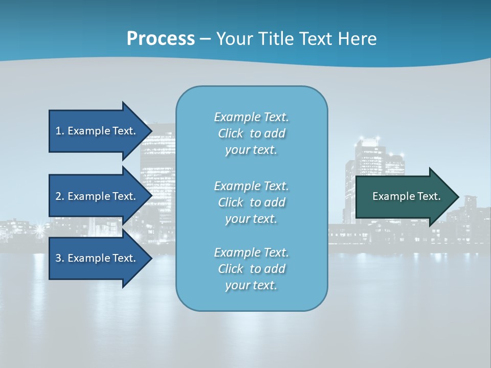 A City At Night With A Blue Sky And Water In The Foreground PowerPoint Template