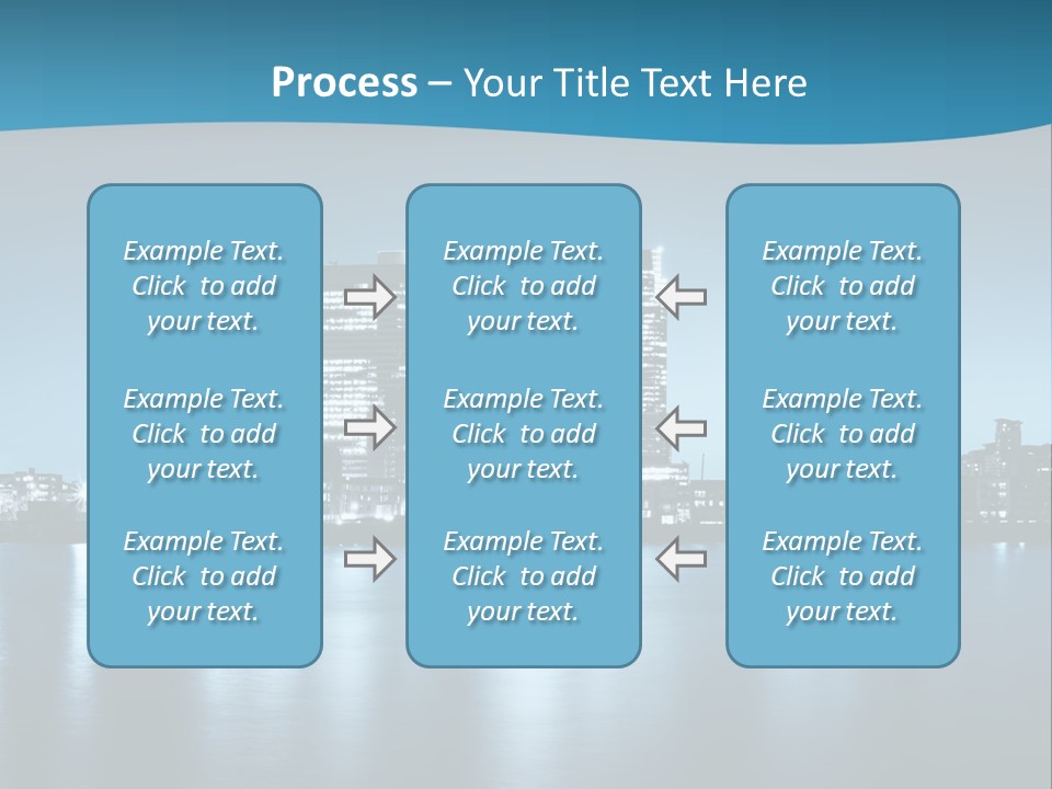 A City At Night With A Blue Sky And Water In The Foreground PowerPoint Template
