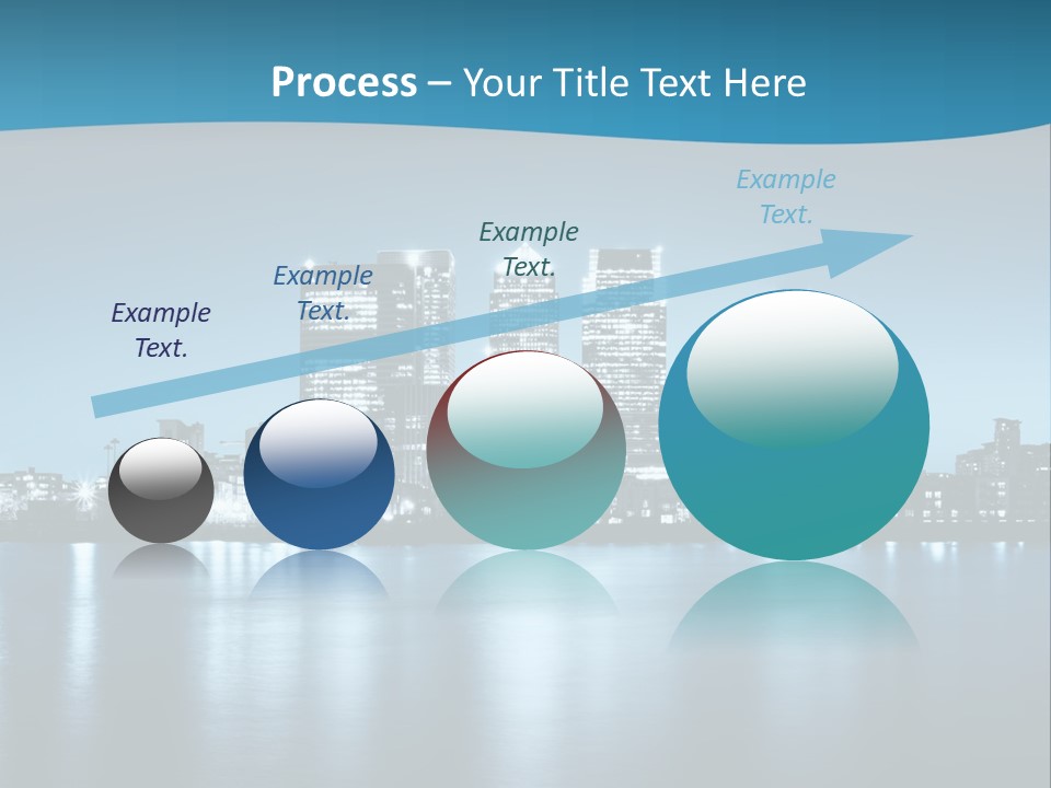 A City At Night With A Blue Sky And Water In The Foreground PowerPoint Template