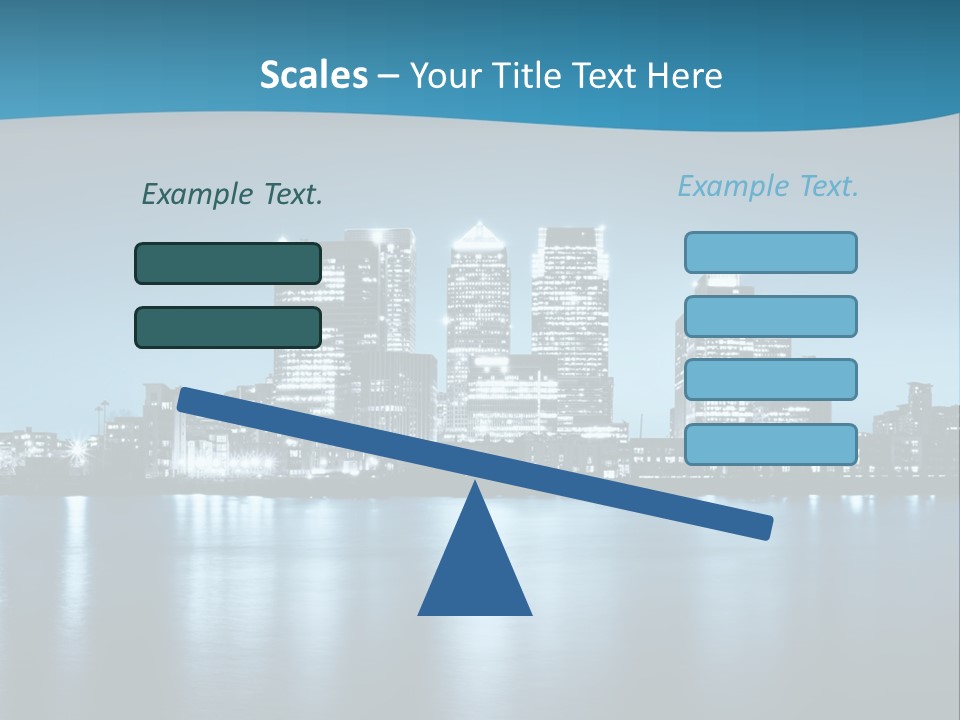 A City At Night With A Blue Sky And Water In The Foreground PowerPoint Template