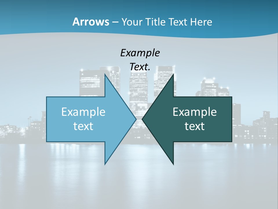 A City At Night With A Blue Sky And Water In The Foreground PowerPoint Template