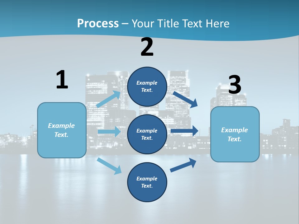 A City At Night With A Blue Sky And Water In The Foreground PowerPoint Template