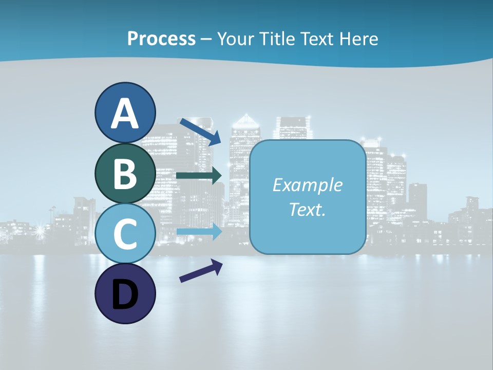 A City At Night With A Blue Sky And Water In The Foreground PowerPoint Template