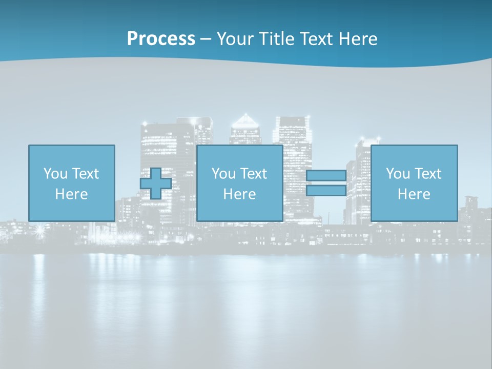 A City At Night With A Blue Sky And Water In The Foreground PowerPoint Template