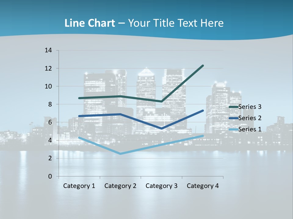 A City At Night With A Blue Sky And Water In The Foreground PowerPoint Template